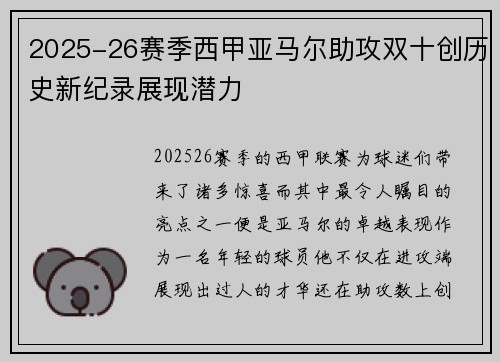 2025-26赛季西甲亚马尔助攻双十创历史新纪录展现潜力 2025-26赛季西甲亚马尔助攻双十创历史新纪录展现潜力